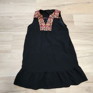 THML Black Womens Dress with Colorful Embroidery